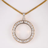 Provence jewelry 10K/14K gold memento coin pendant emerald cut lab diamond round pendant birthday Anniversary gift for boyfriend