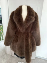 2025 Women's Winter New Imitation Fox Fur Grass Coat Medium Long Style with Large Collar and Loose Plush Coat