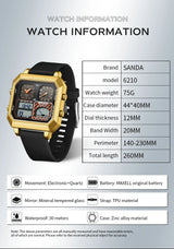 SANDA 6210 Top Brand Silicone Strap Fashion Men's  Electronic Watch Intelligent Temperature Gauge for Men's Electronic Watch