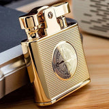Creative Relief Compass Grinding Wheel Lighter, Retro Nostalgic Kowtow Machine, One-click Press Ignition, Men's Gadgets