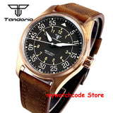 Tandorio Real Cusn8 Bronze Watch for Men 20Bar Waterproof Automatic Pilot Watch Vintage Wristwatch NH35A PT5000 Military Relojes