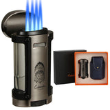 LUBINSKI Torch Lighter Windproof Jet Gas Cigar Lighter Top Cigar Holder Smoking Gift Set With Gift Box